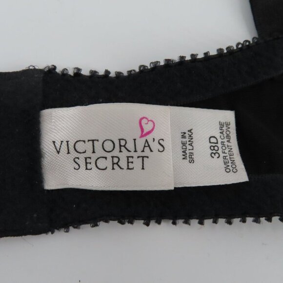 Victorias Secret 38D Bra Black Floral Flower Lace Sheer Underwire Unlined 1990s - Picture 9 of 13